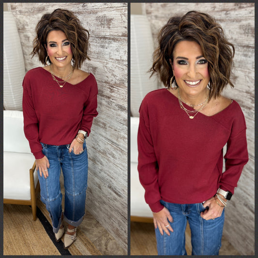 Asymmetrical Neck Sweater ~ 2 Colors