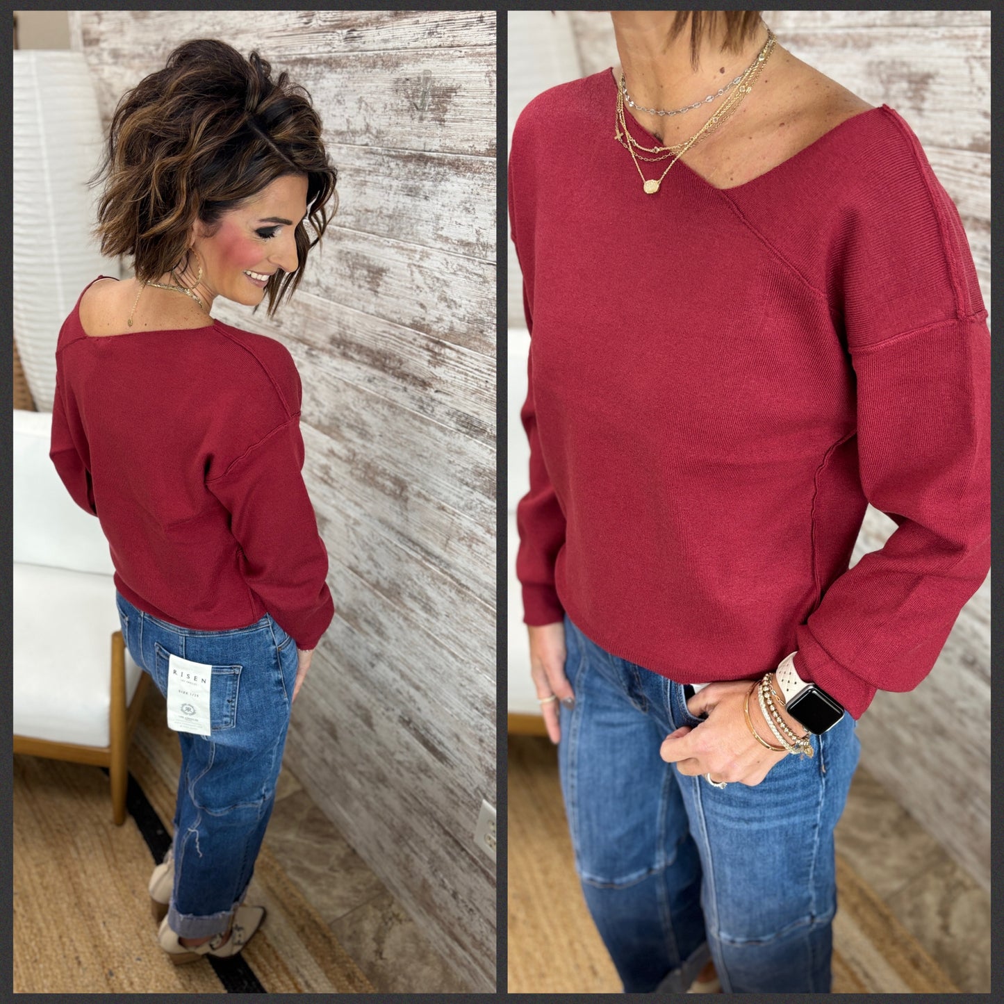 Asymmetrical Neck Sweater ~ 2 Colors