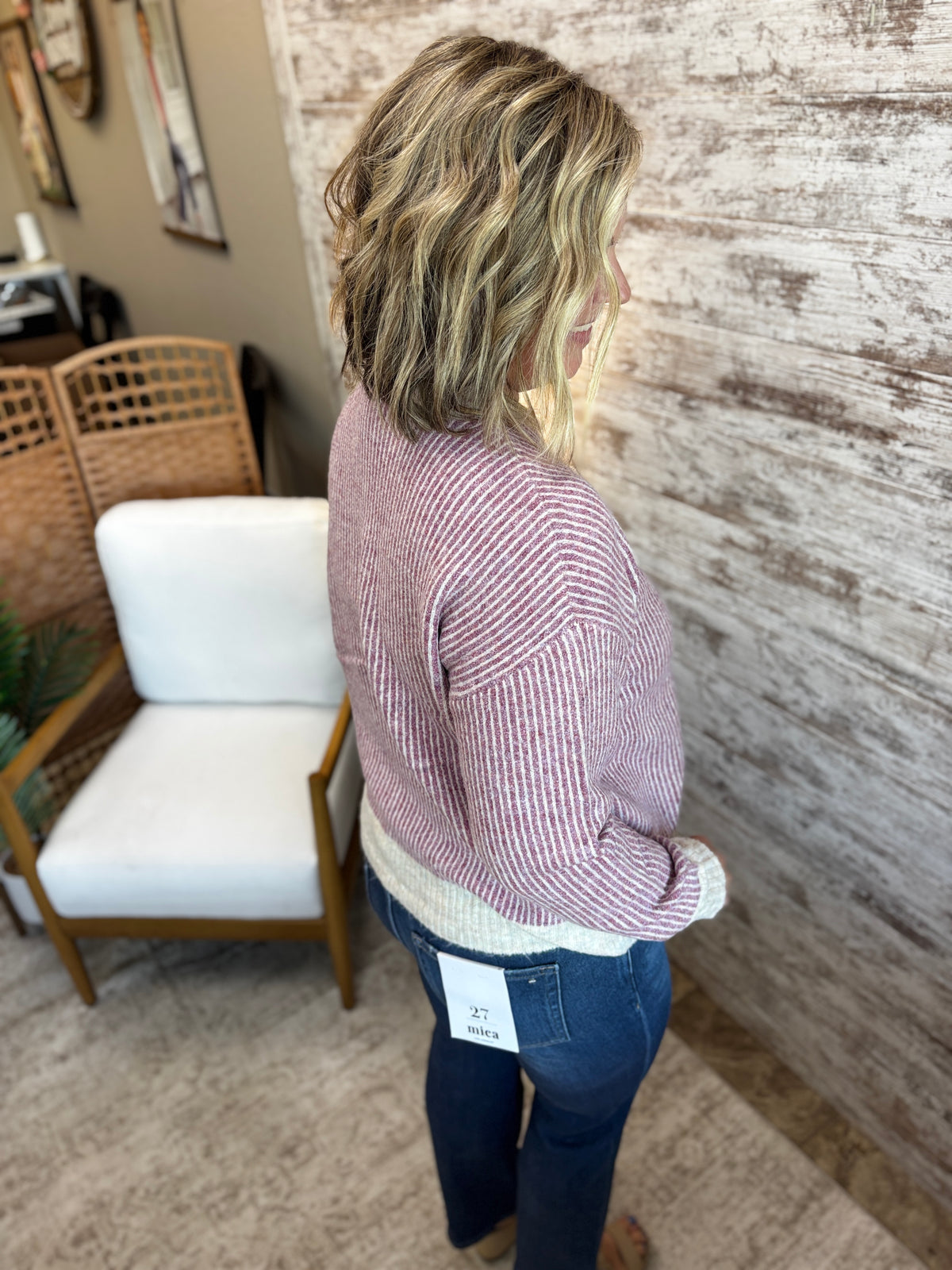 Berry Rib Textured Sweater