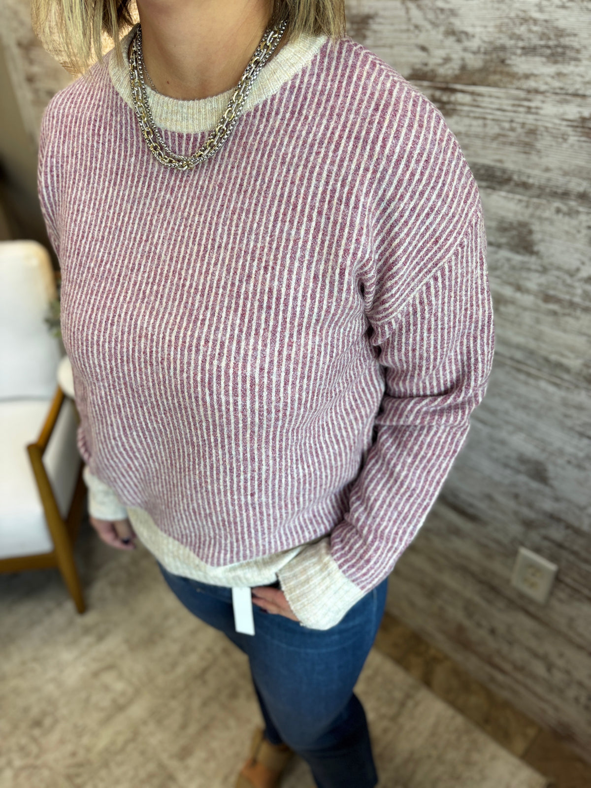 Berry Rib Textured Sweater