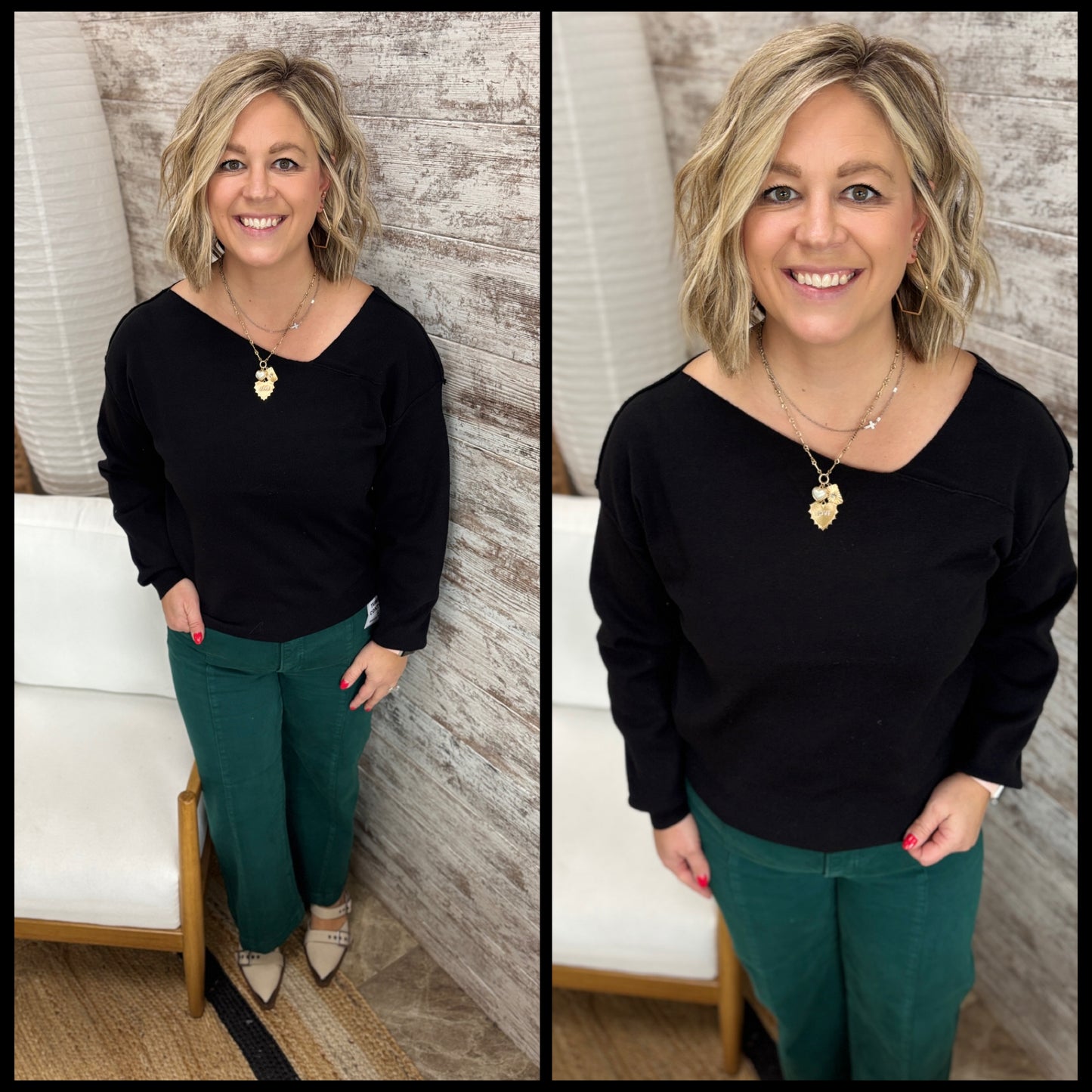 Asymmetrical Neck Sweater ~ 2 Colors