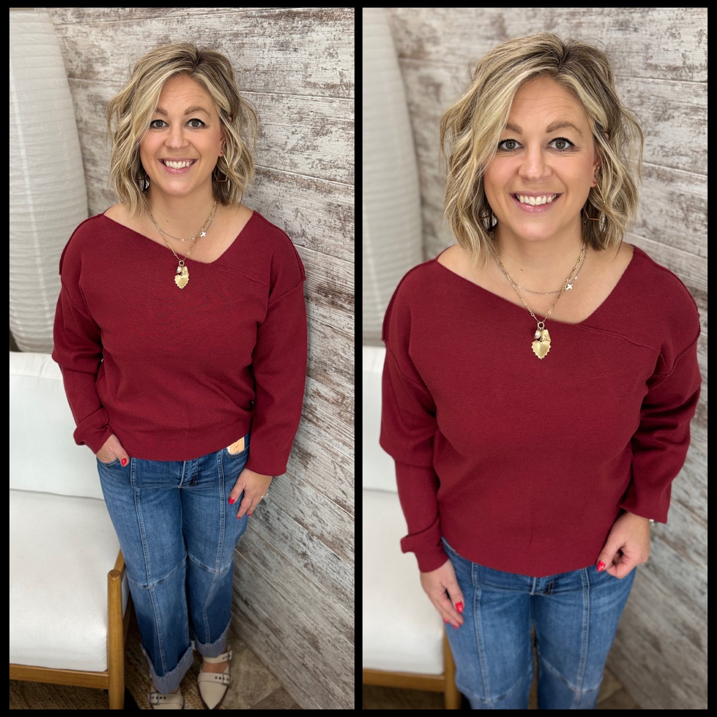 Asymmetrical Neck Sweater ~ 2 Colors