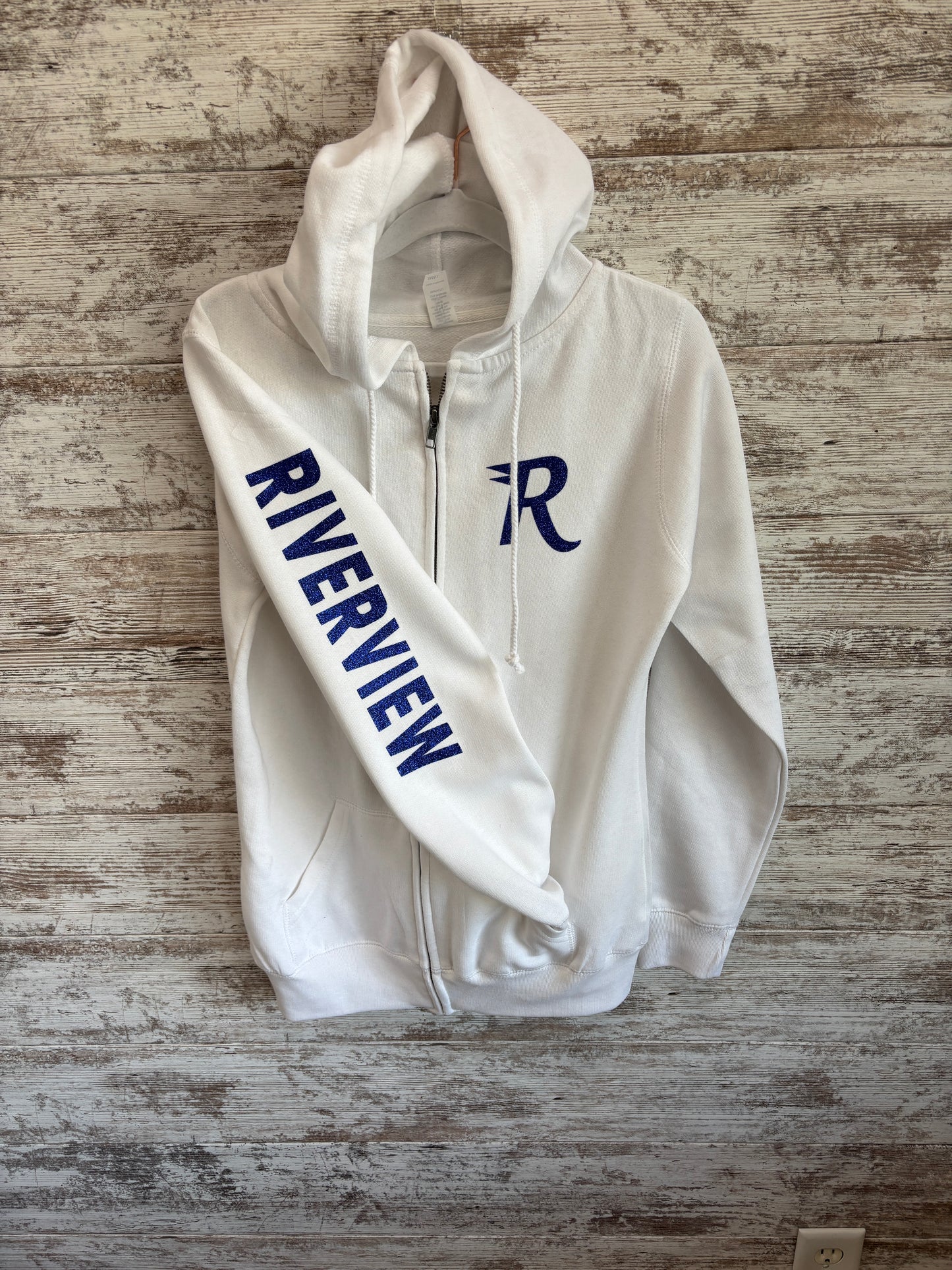 Riverview Glitter Enza Ladies White Full Zip Hoodie