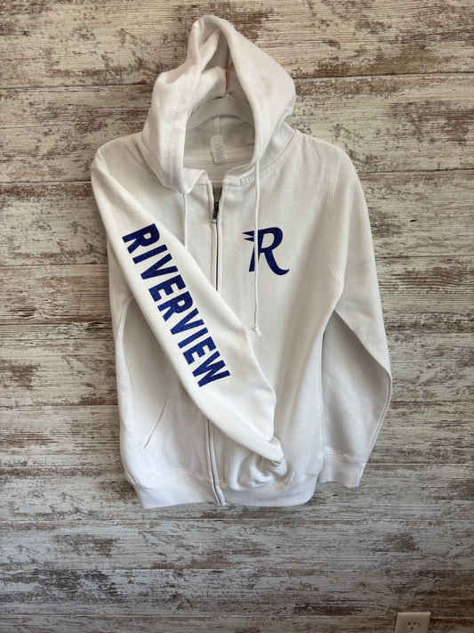 Riverview Glitter Enza Ladies White Full Zip Hoodie