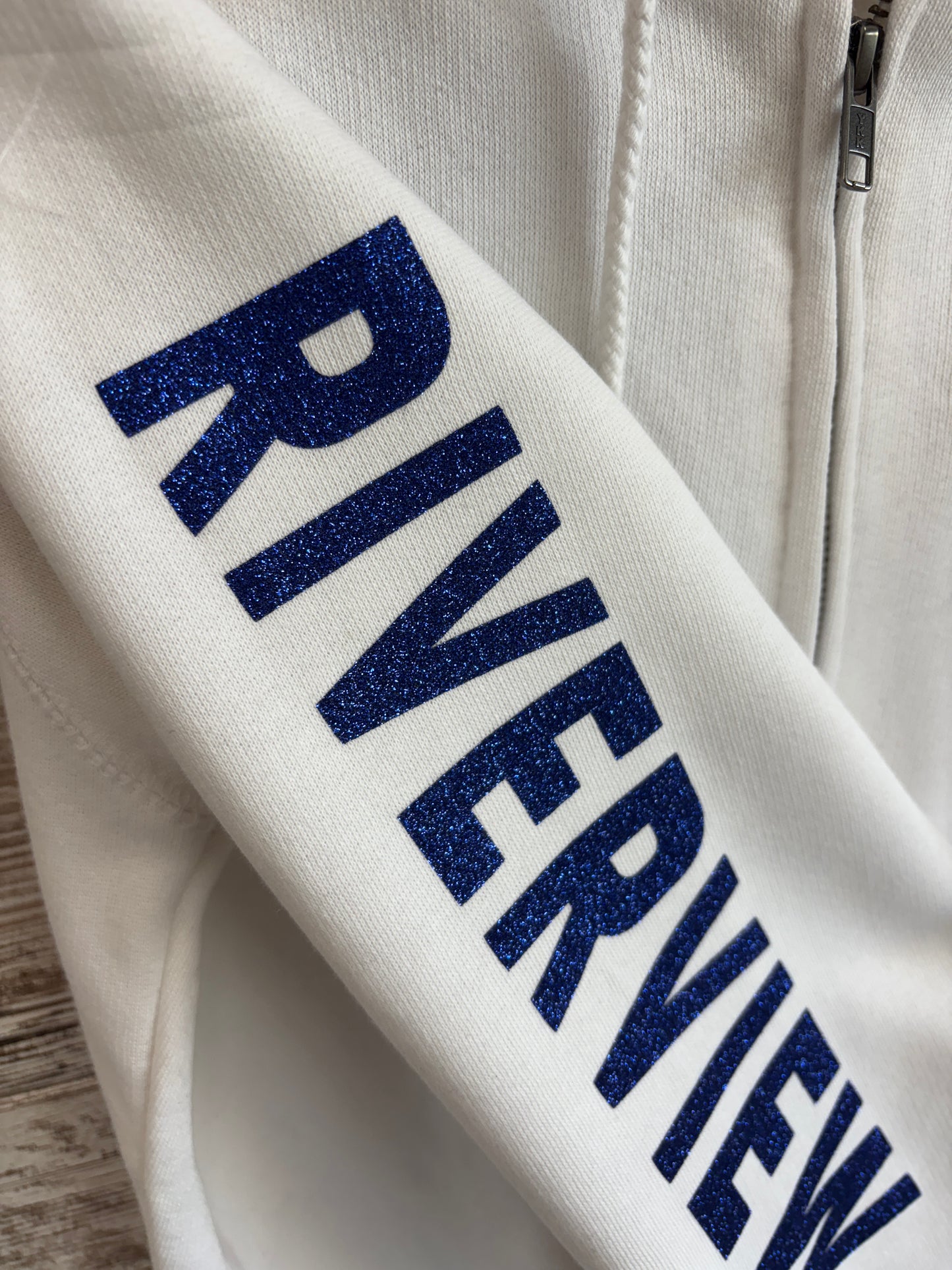 Riverview Glitter Enza Ladies White Full Zip Hoodie