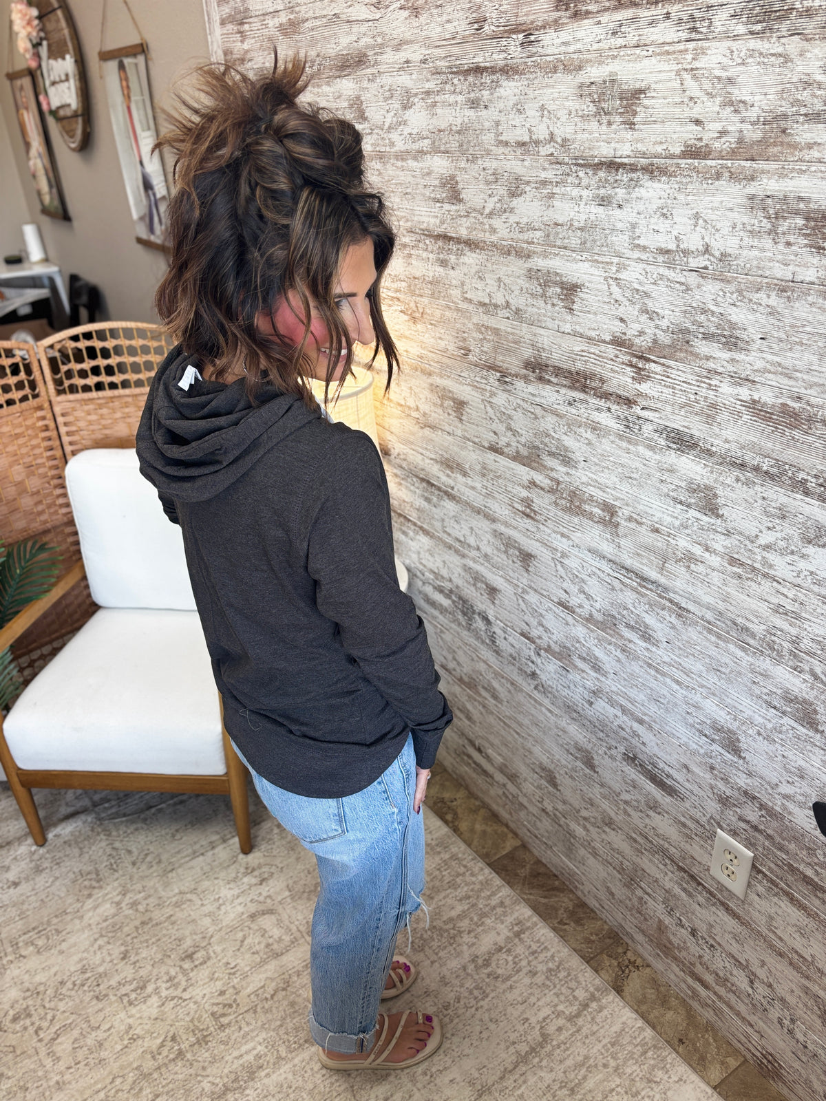 Kimberly Makers Black Heather Funnel Hoodie *Final Sale*