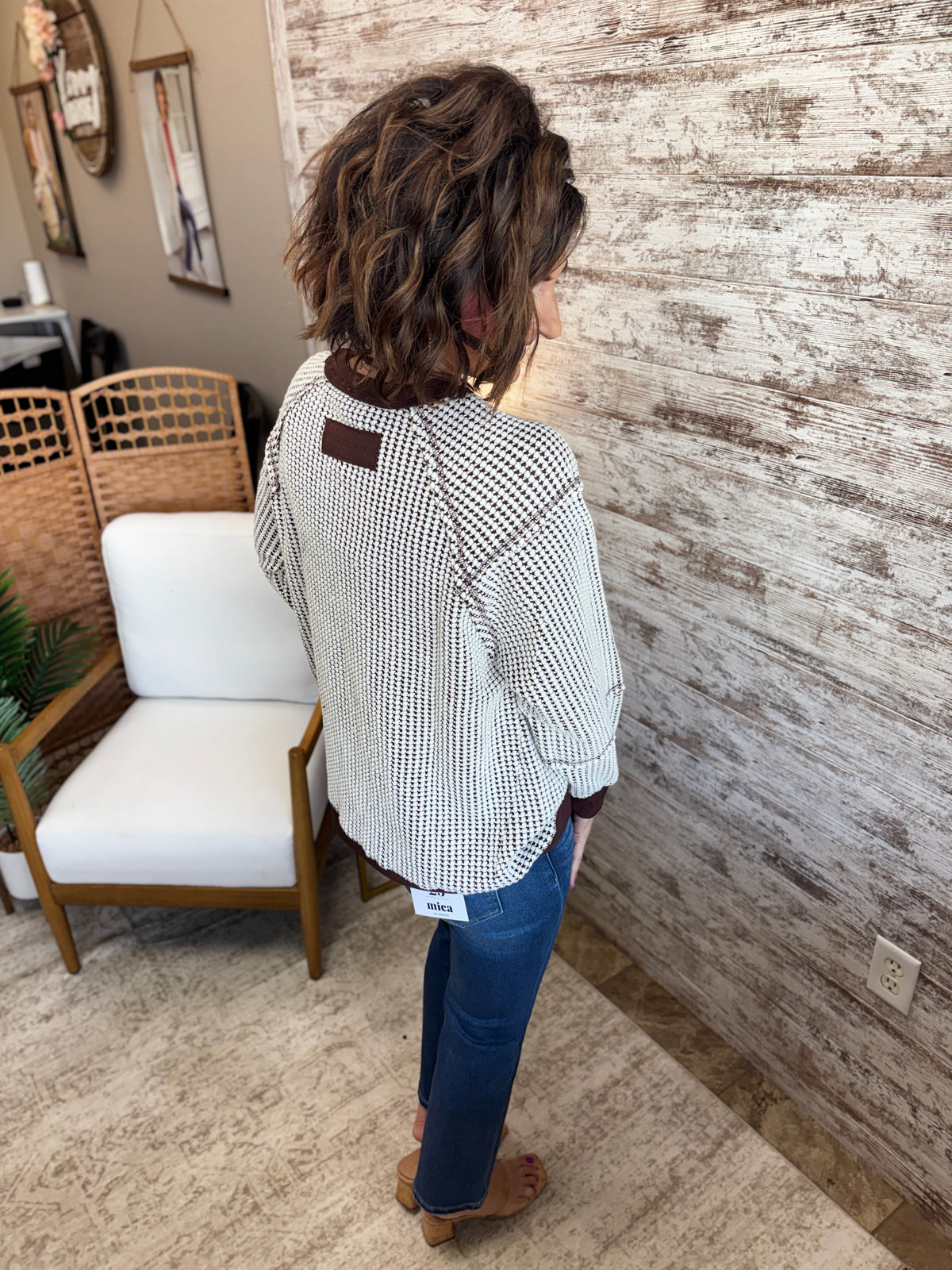 Chocolate Waffle Knit Pullover