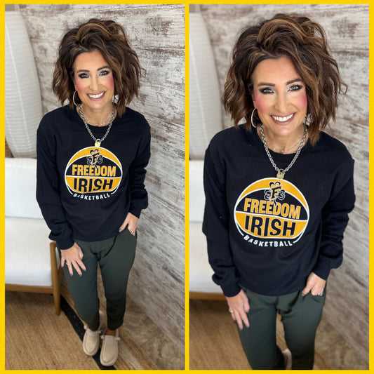 Freedom Irish Basketball Black Gildan Crew ~ Adult and Youth