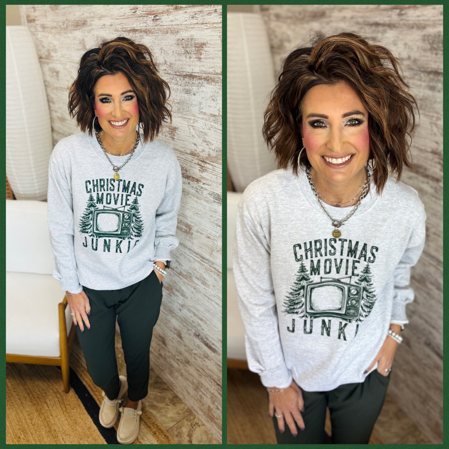 Christmas Movie Junkie Gildan Crew ~ Adult and Youth~2 Colors