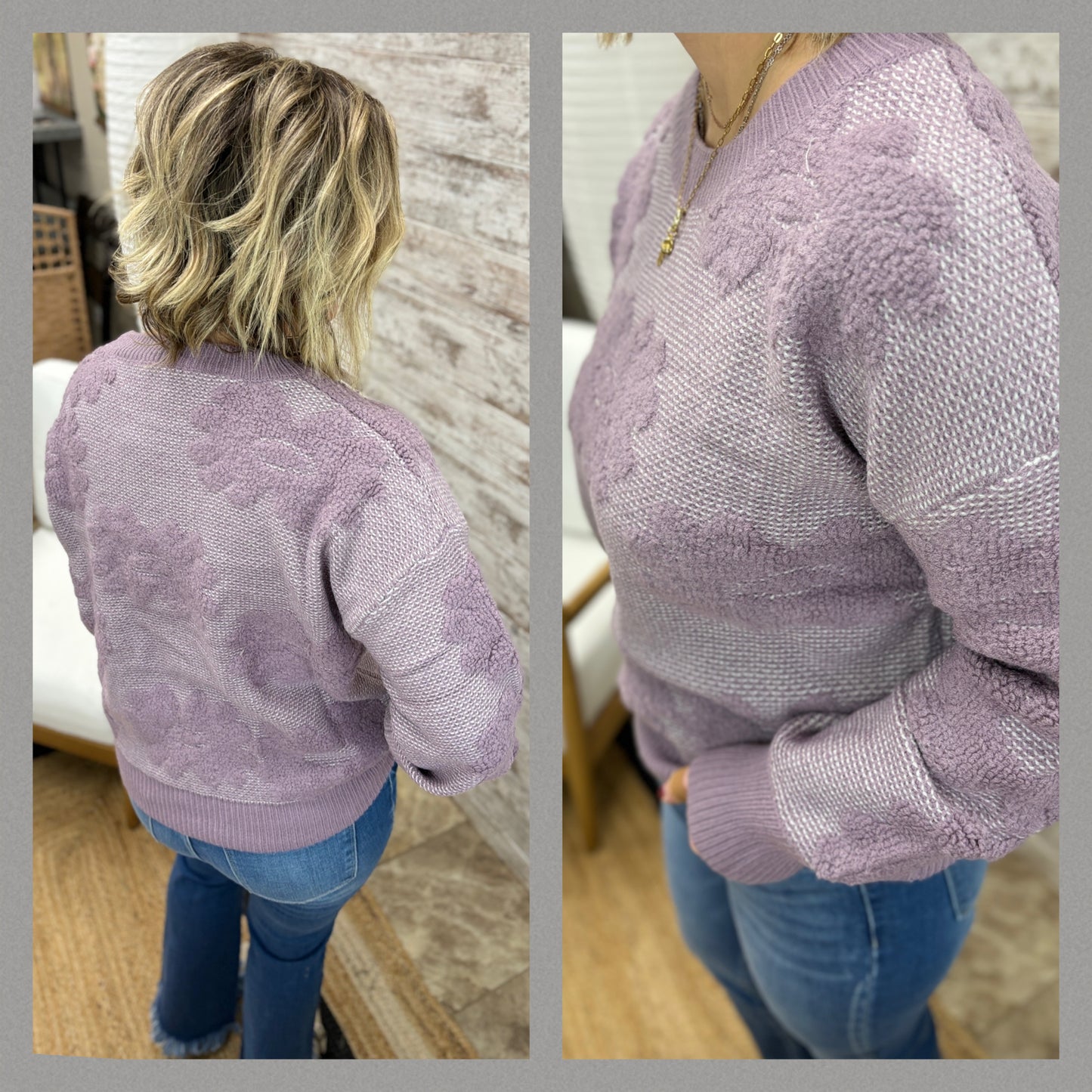 Dusty Lavendar Floral Sweater