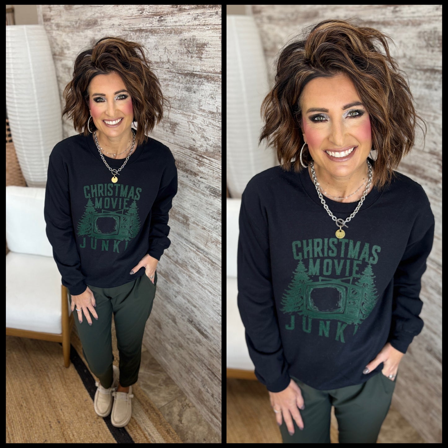 Christmas Movie Junkie Gildan Crew ~ Adult and Youth~2 Colors