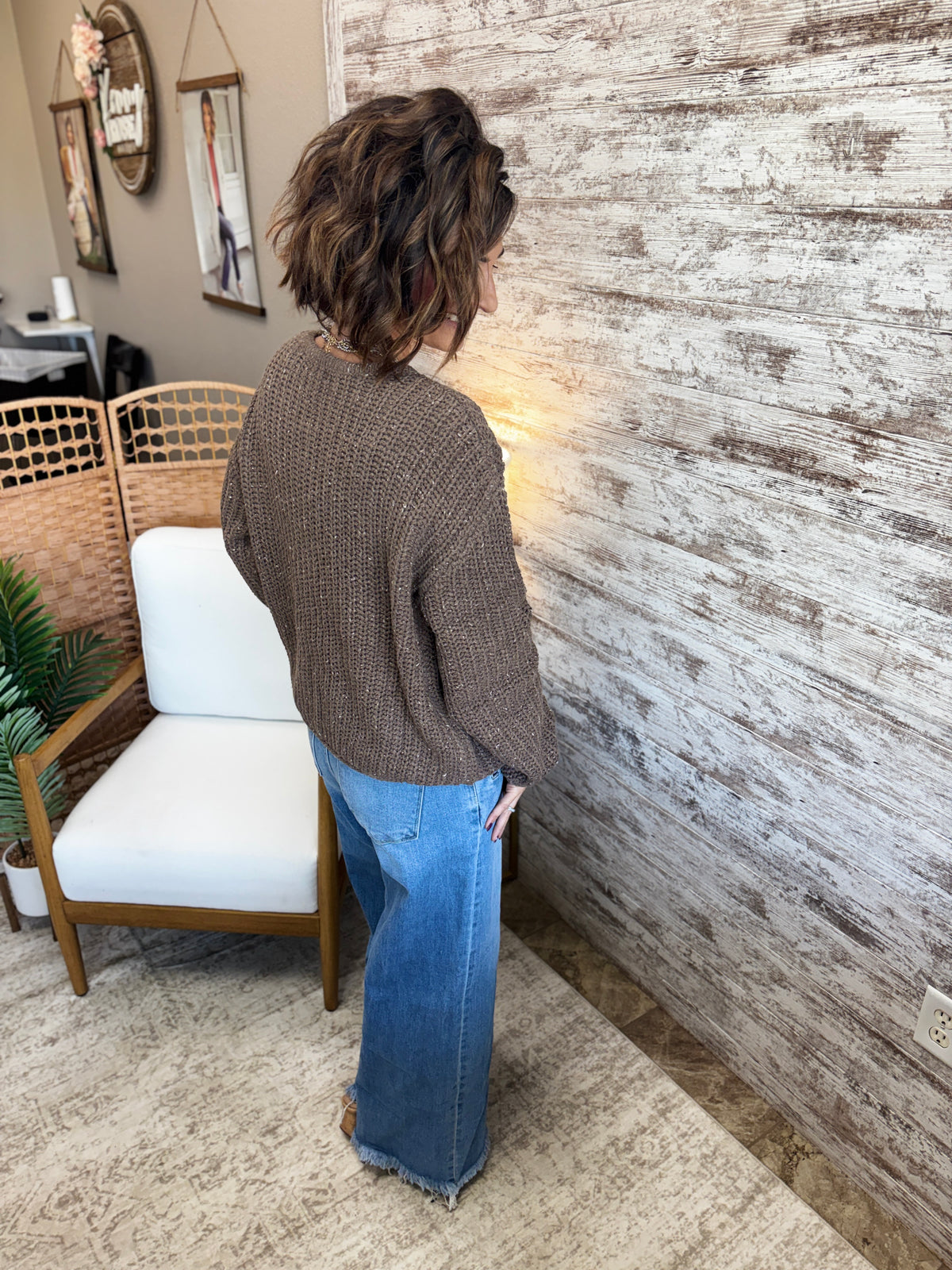 Brown Button Down Chunky Knit Cardigan