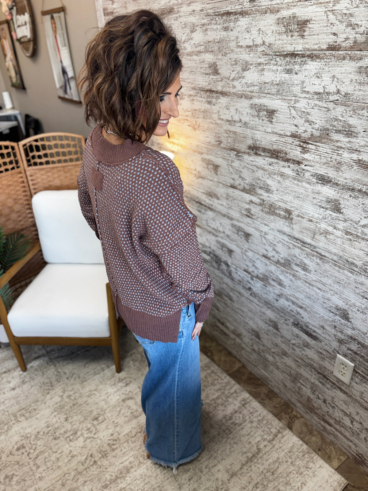 Brown V Neck Sweater