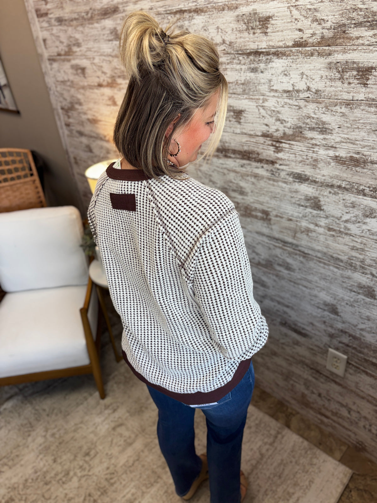 Chocolate Waffle Knit Pullover