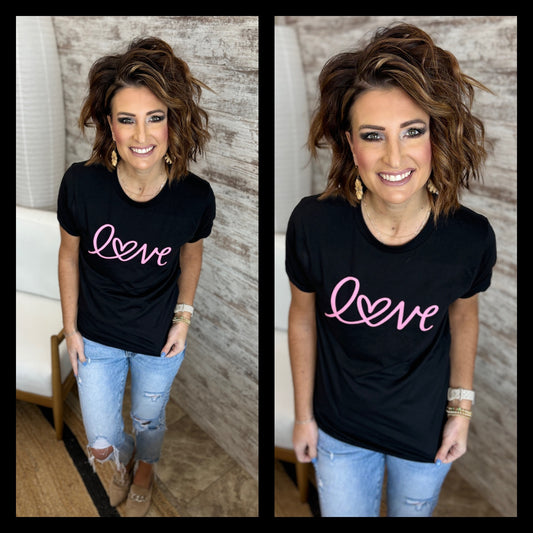 Valentine's Love Black Bella Tee~ Adult and Youth