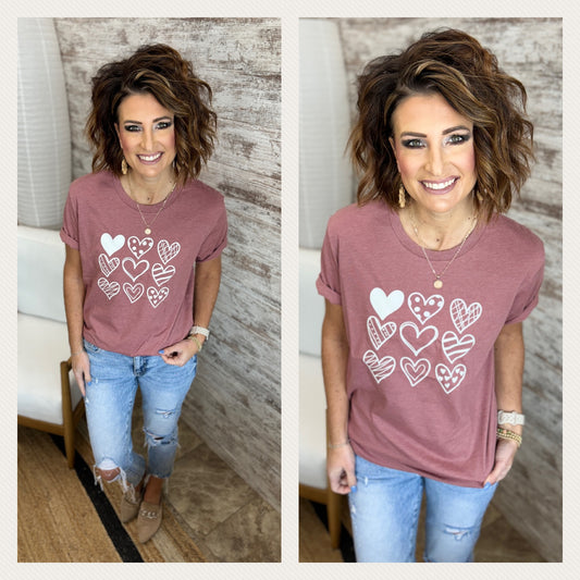 Valentine Multi Heart Bella Tee