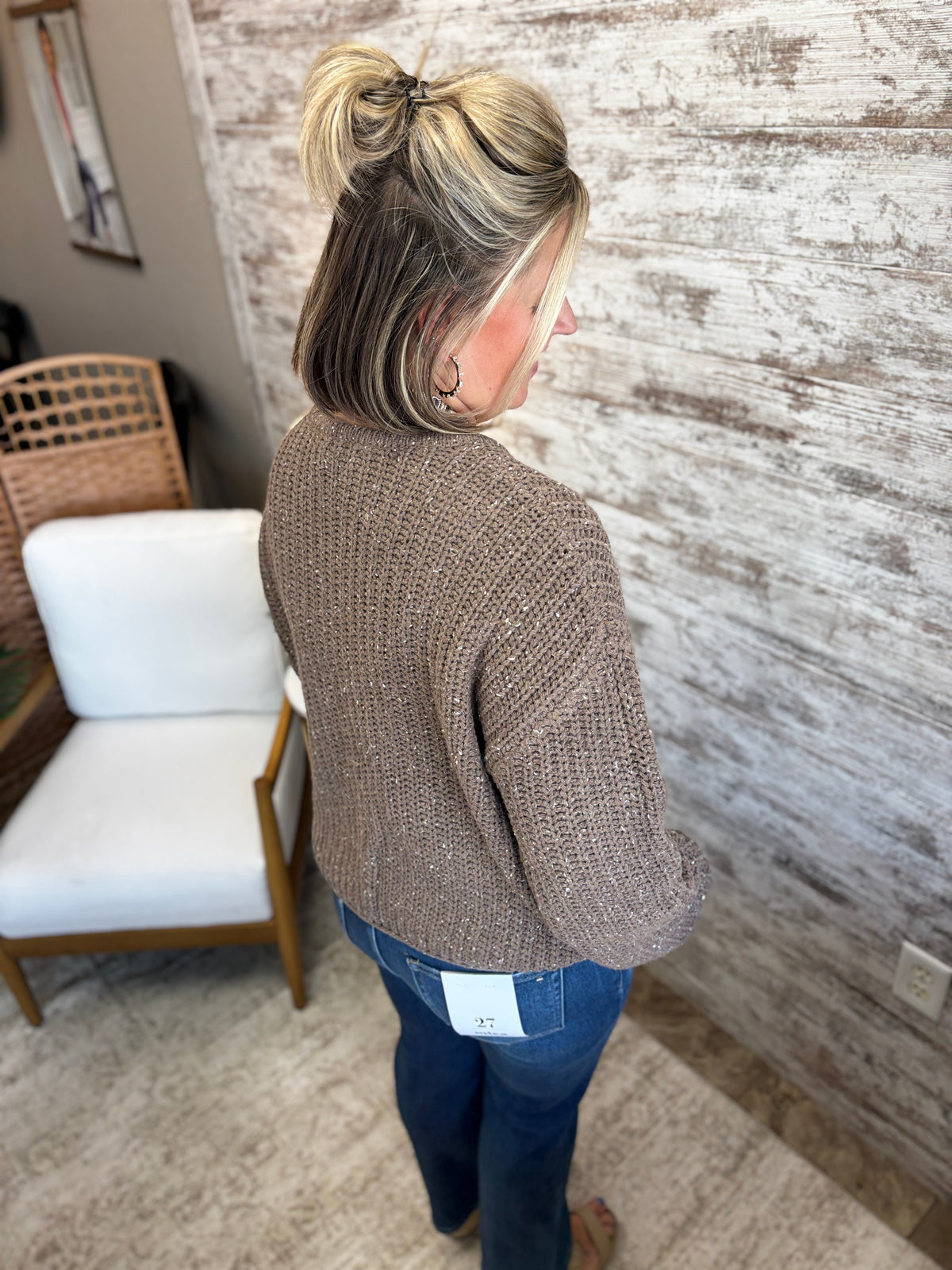 Brown Button Down Chunky Knit Cardigan