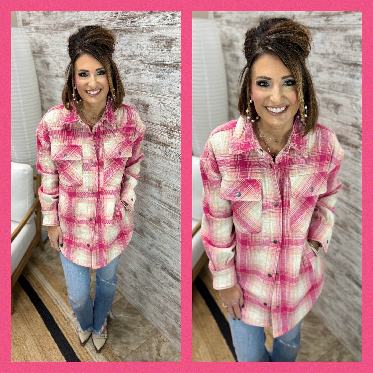 Fornia Pink Plaid Shacket