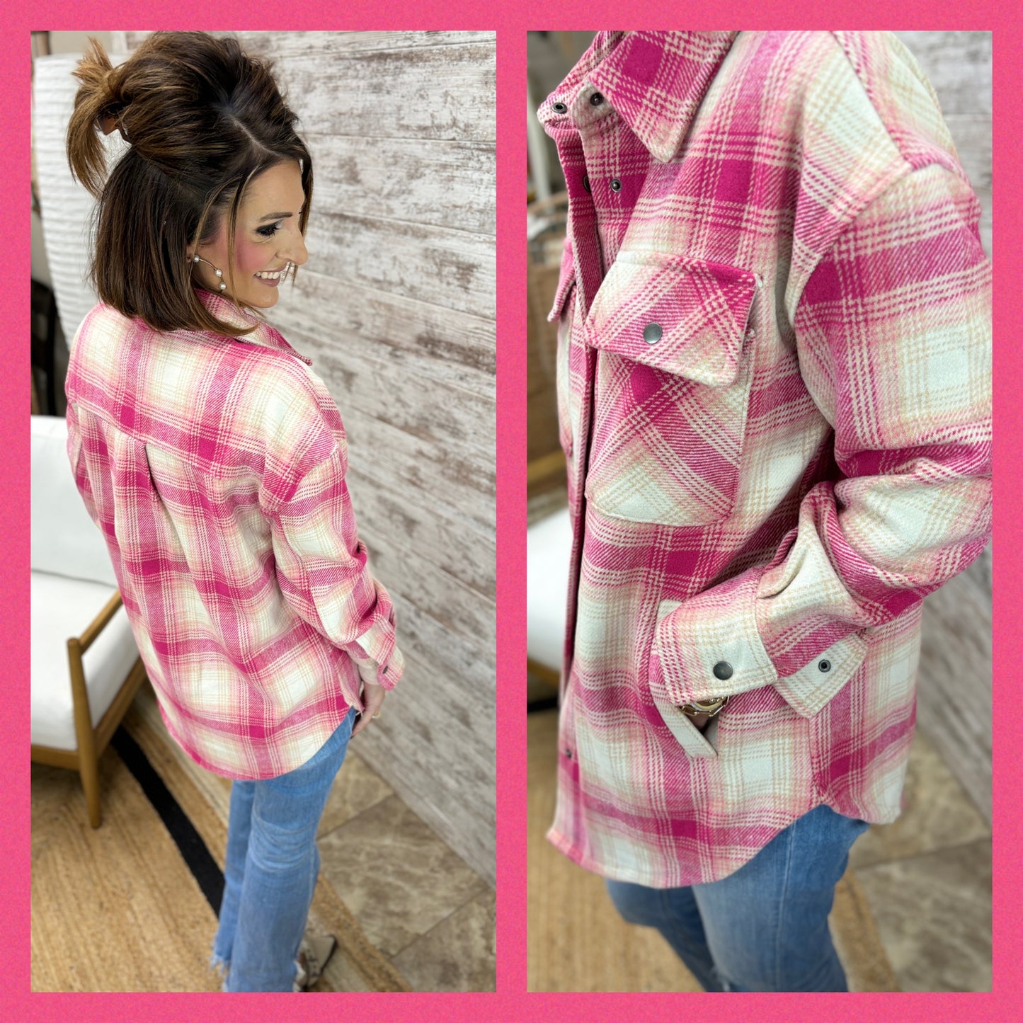 Fornia Pink Plaid Shacket