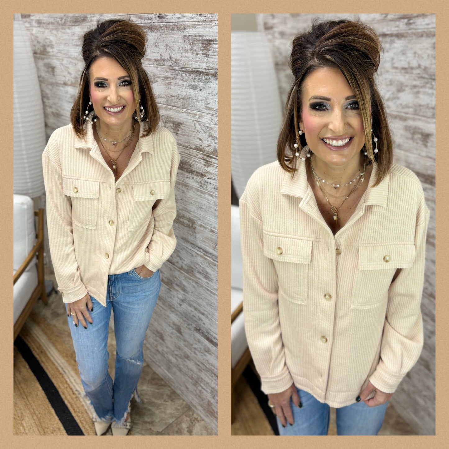 Ribbed Knit Button Down Jacket ~ 2 Colors