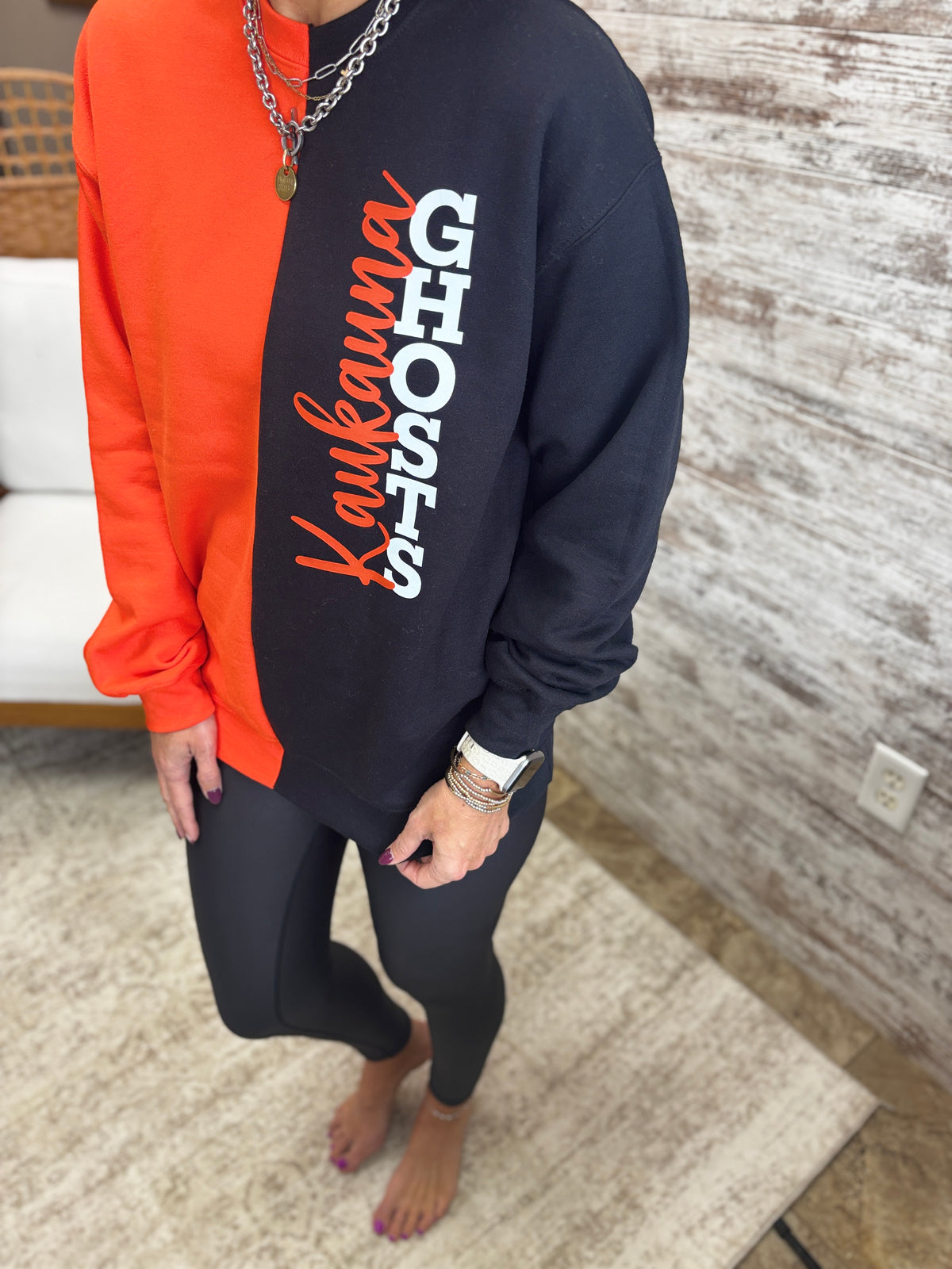 Kaukauna Ghosts Two Tone Gildan Orange/Black Crew