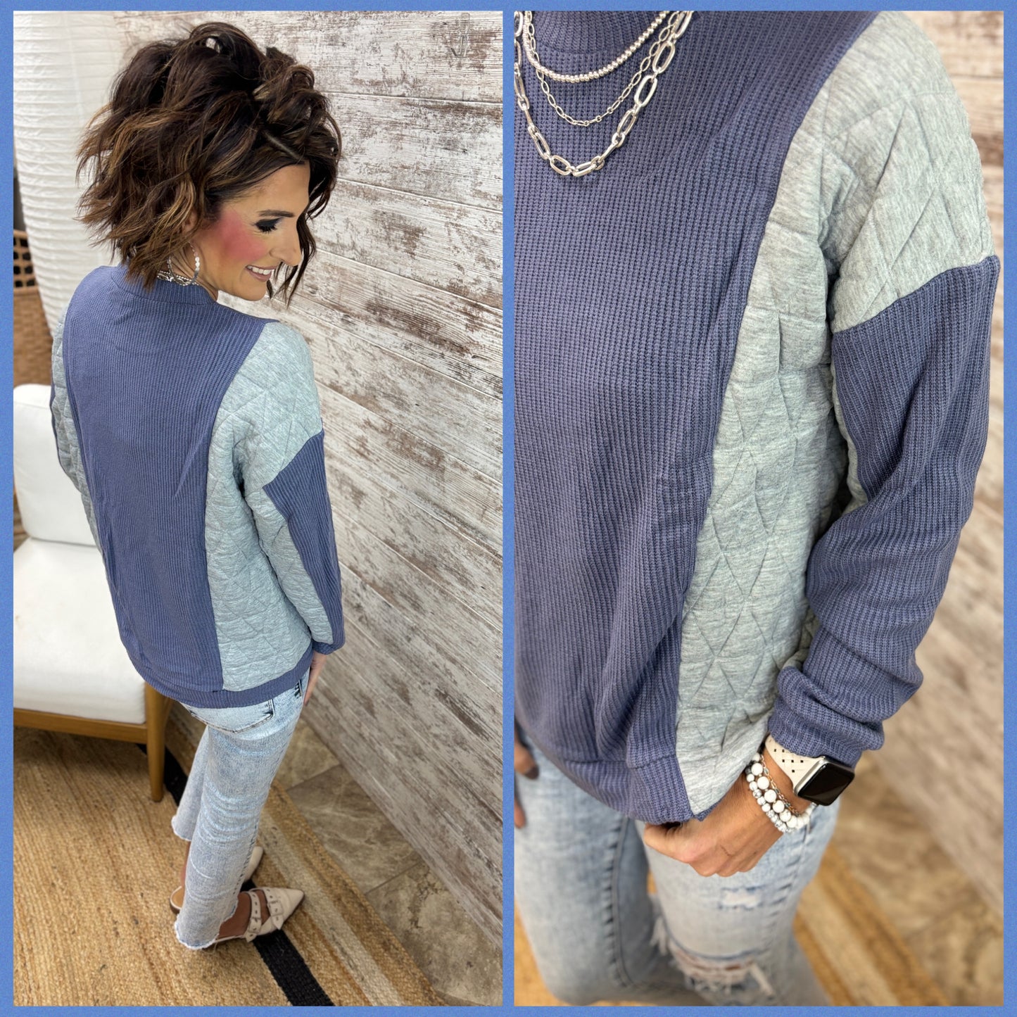 Mixed Waffle Crew Neck-2 Colors