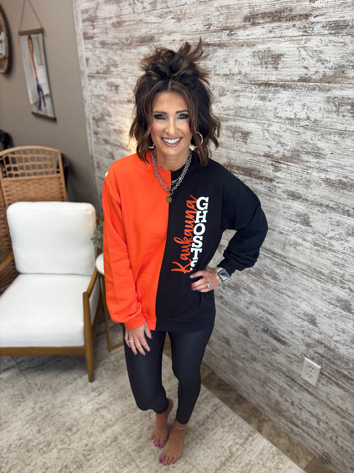 Kaukauna Ghosts Two Tone Gildan Orange/Black Crew