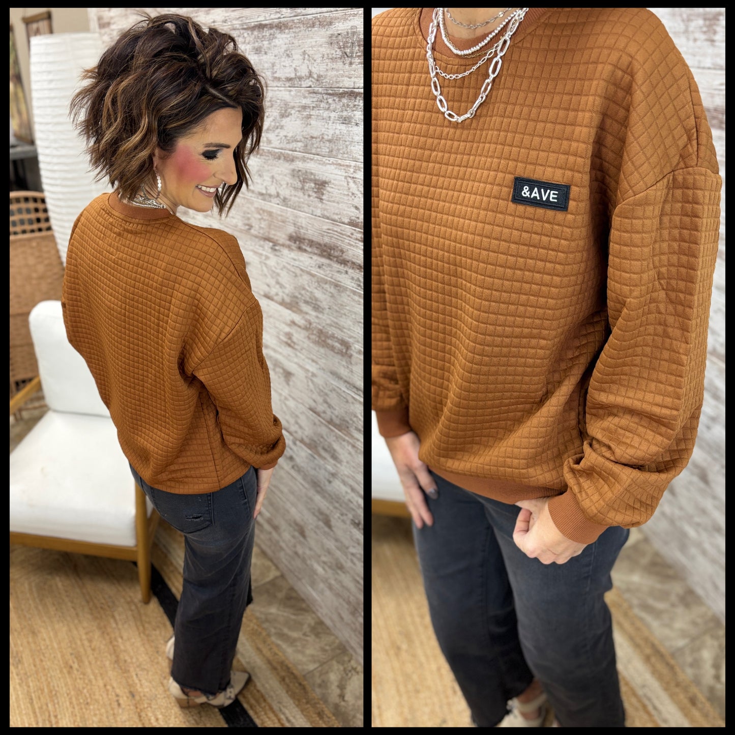 Ampersand Copper Quilted Pullover