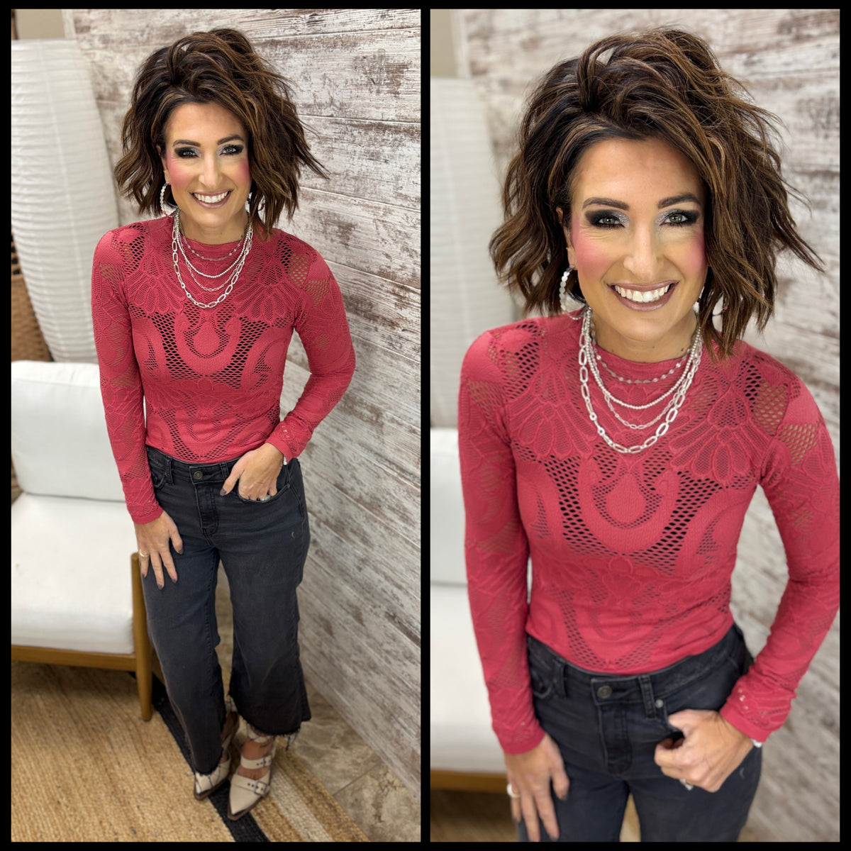 Fishnet Top With Roses Fishnet Layering Top ~ 2 Colors – Kenny Rose Boutique