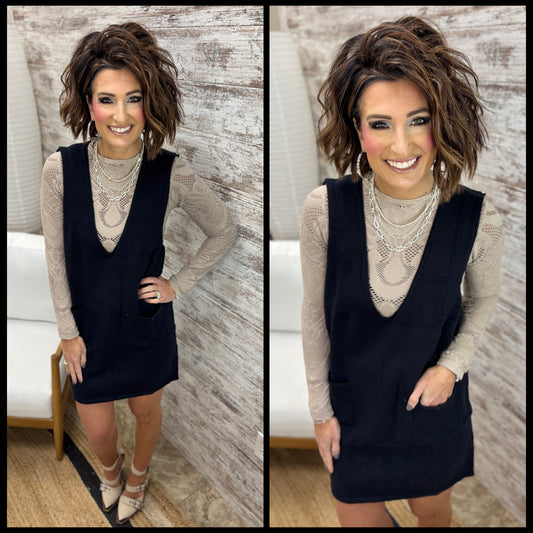 Black Knit Sleeveless Mini Dress