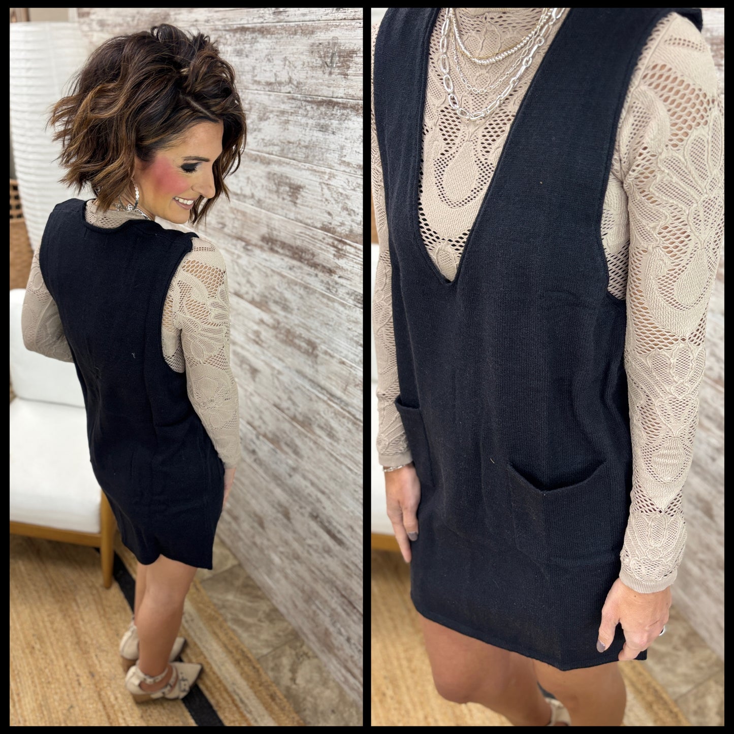 Black Knit Sleeveless Mini Dress