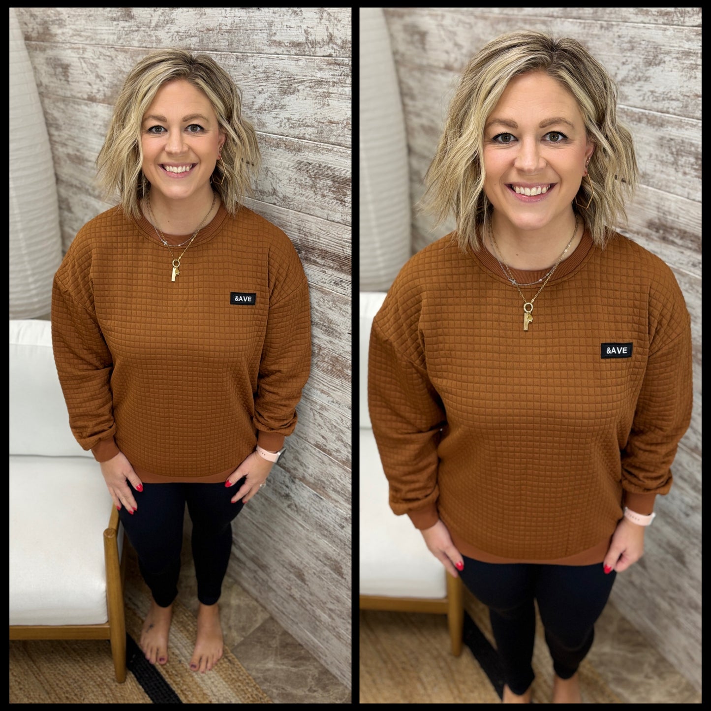 Ampersand Copper Quilted Pullover