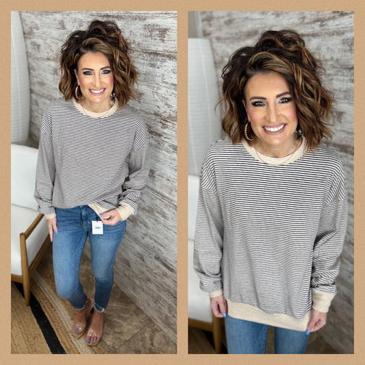 University Taupe and Black Pullover