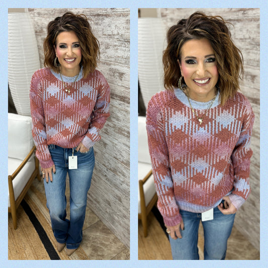 Terracotta Plaid Sweater