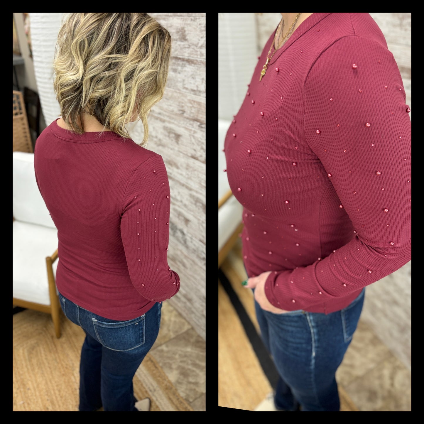 Peral Detailed Knit Holiday Top ~ 2 Colors