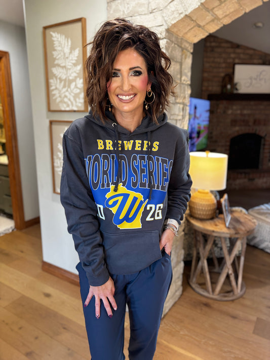 Brewers World Series Large Print Charcoal District V.I.T Fleece Hoodie~ Unisex~**SECOND ROUND, BUYER BEWARE THESE WON'T BE READY UNTIL 10/27/26 OR LATER**