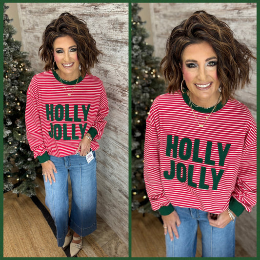 Red/Green Holly Jolly Stripe Crew