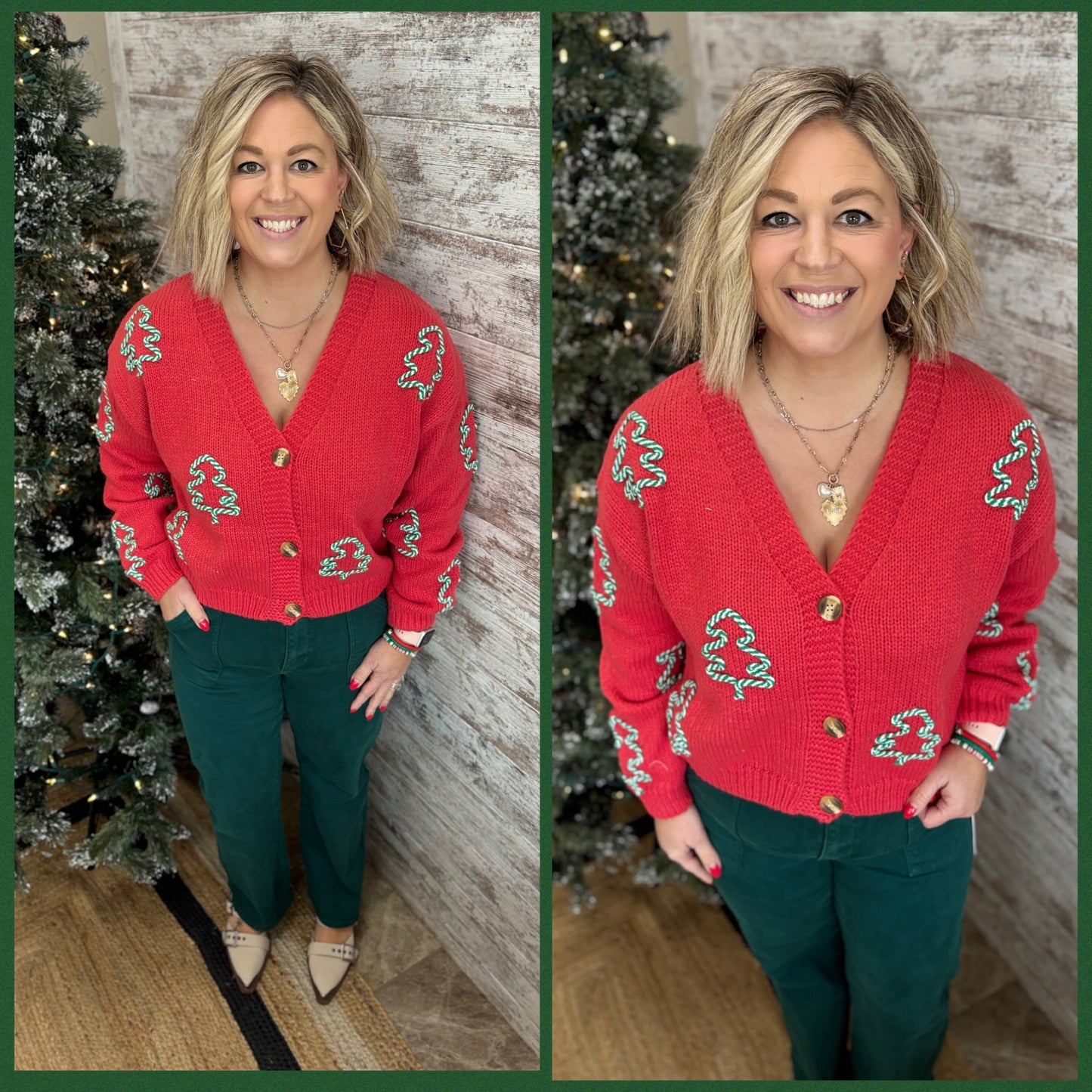 Red Tree Embroider Cardigan