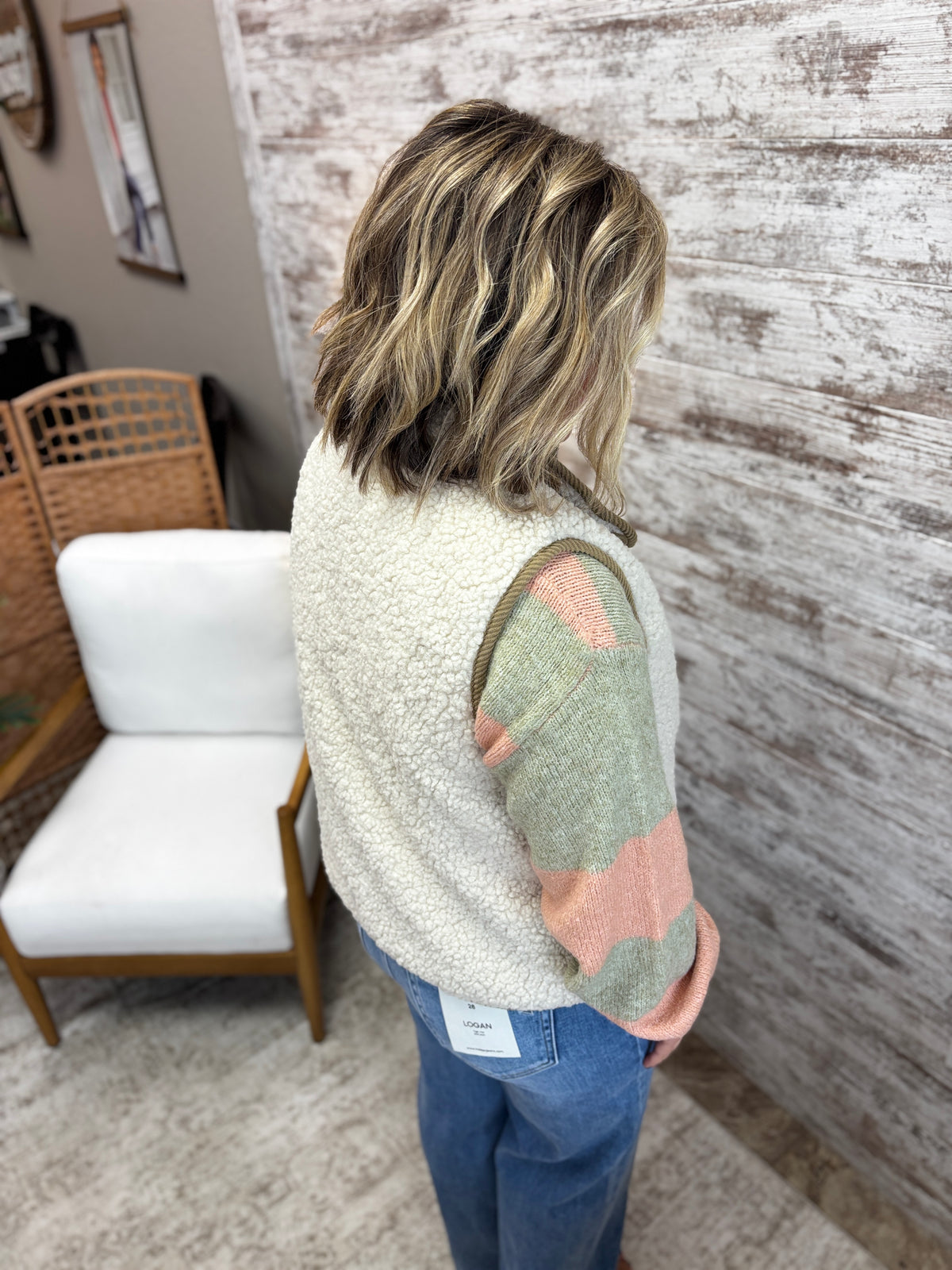 Mocha Reversible Sherpa Quilted High Collared Button Down Vest