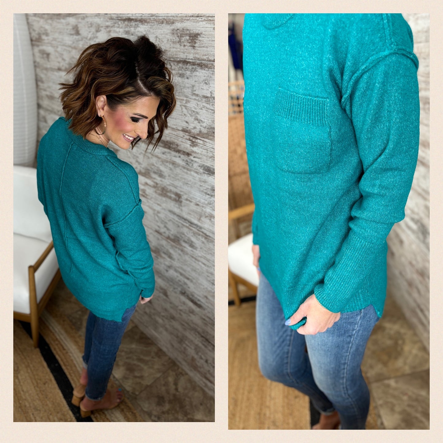 Hi Low Hem Sweater with Pocket~3 Colors