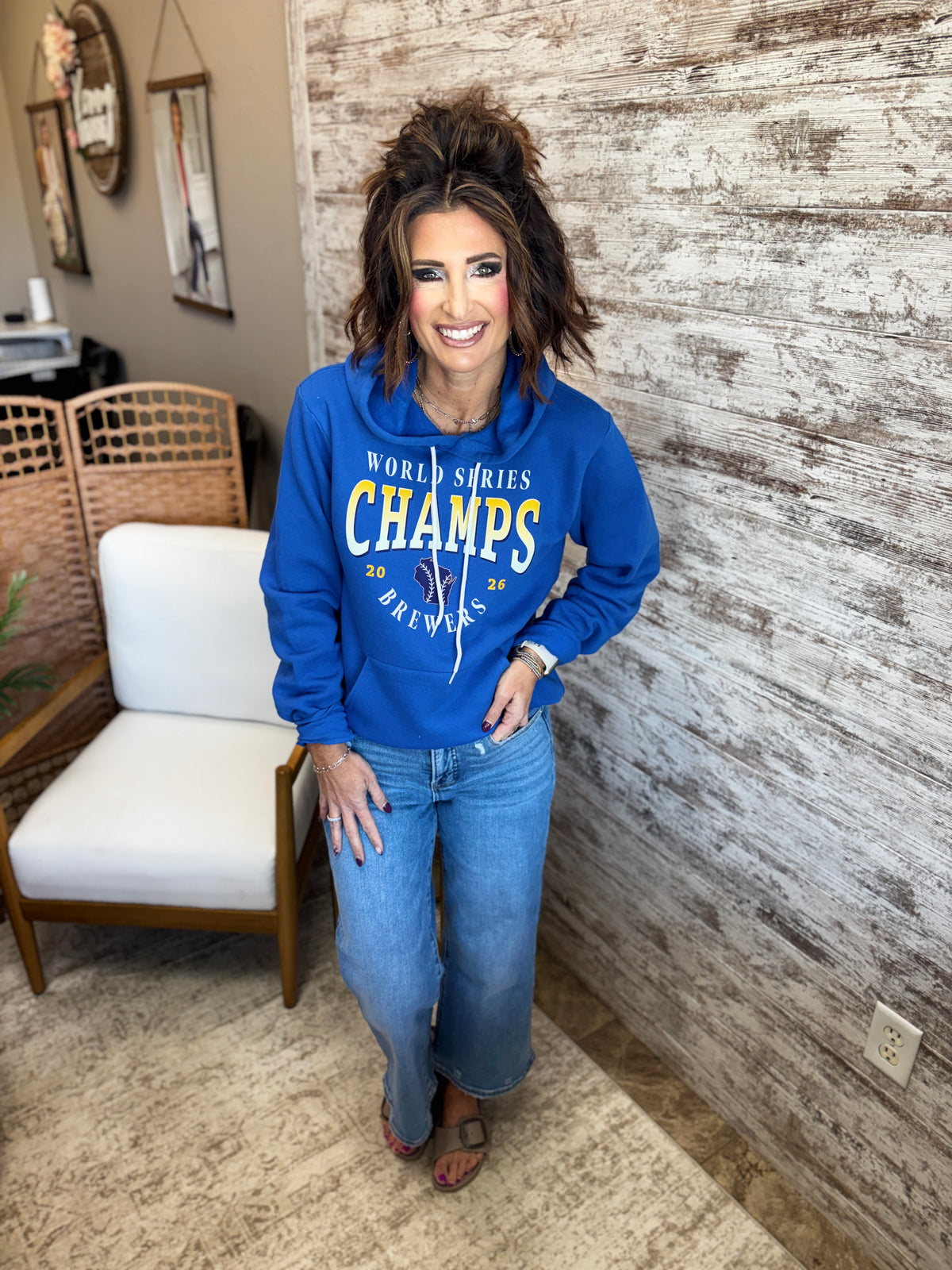 Brewers '26 CHAMPS Royal BELLA+CANVAS Unisex Sponge Fleece Pullover Hoodie ~ Unisex