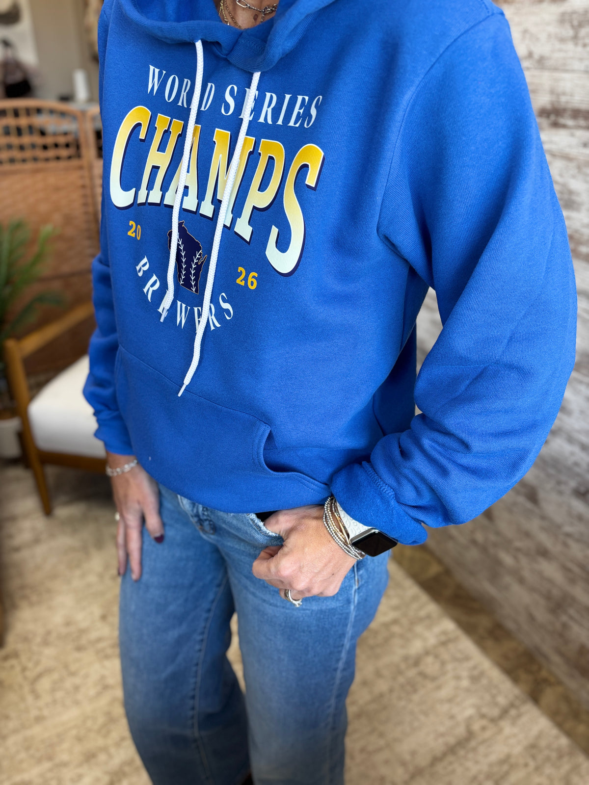 Brewers '26 CHAMPS Royal BELLA+CANVAS Unisex Sponge Fleece Pullover Hoodie ~ Unisex