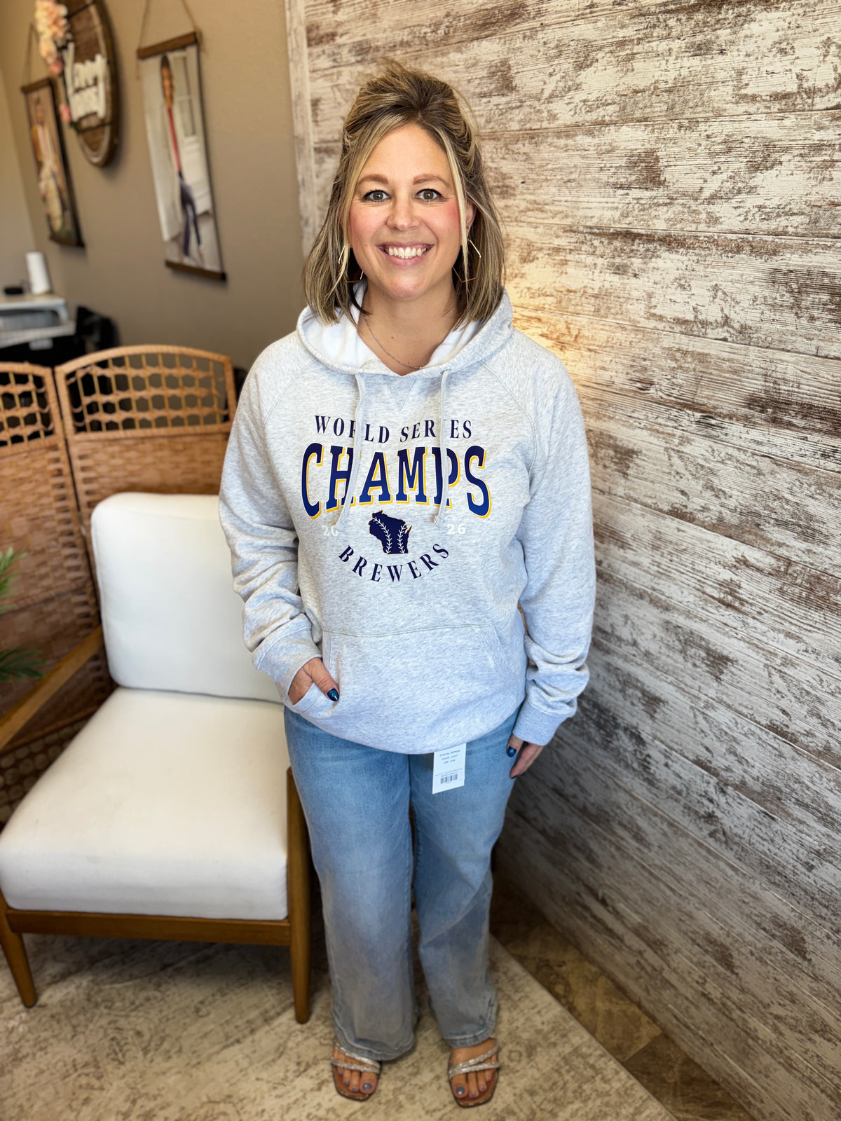 Brewers '26 Champs Sport Tek Drive Athletic Grey Fleece Hoodie ~ Youth /Unisex **Brandon's Favorite Hoodie**