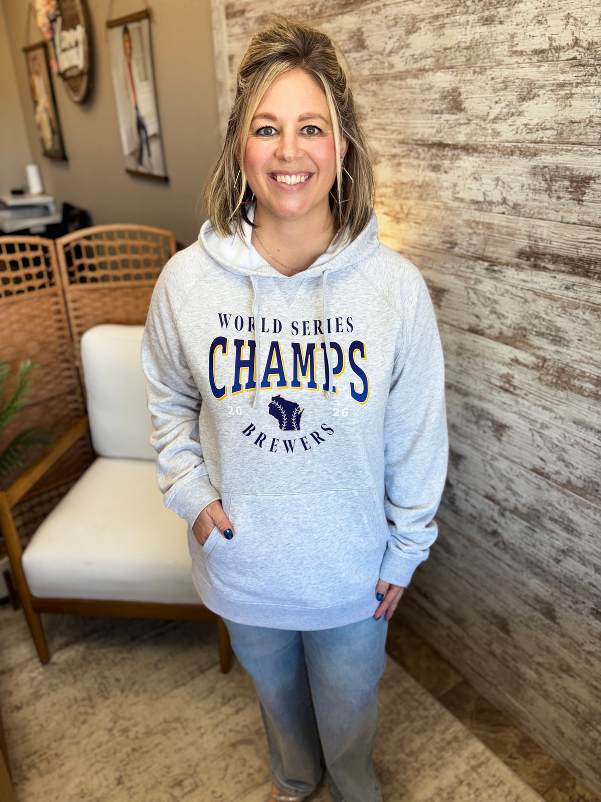 Brewers '26 Champs Sport Tek Drive Athletic Grey Fleece Hoodie ~ Youth /Unisex **Brandon's Favorite Hoodie**