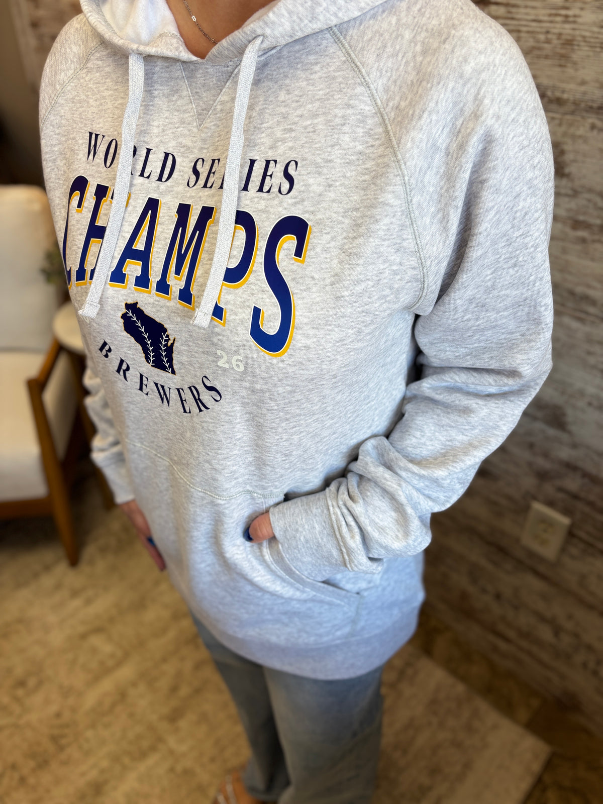 Brewers '26 Champs Sport Tek Drive Athletic Grey Fleece Hoodie ~ Youth /Unisex **Brandon's Favorite Hoodie**
