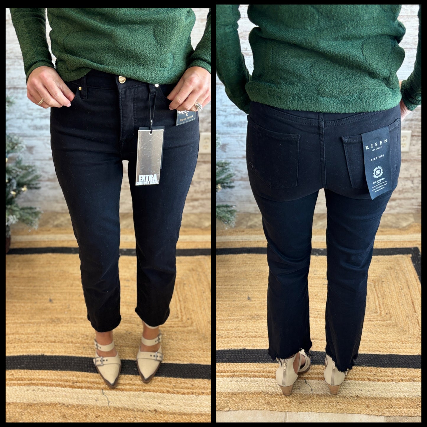 Risen High Rise Black Straight Jeans RDP5916