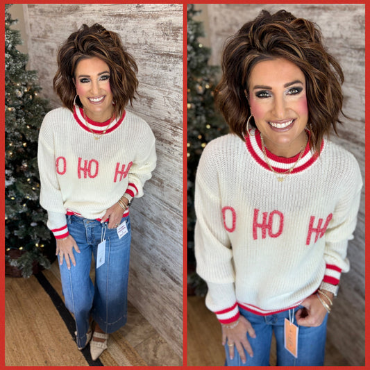 Cream Ho Ho Ho Varsity Sweater