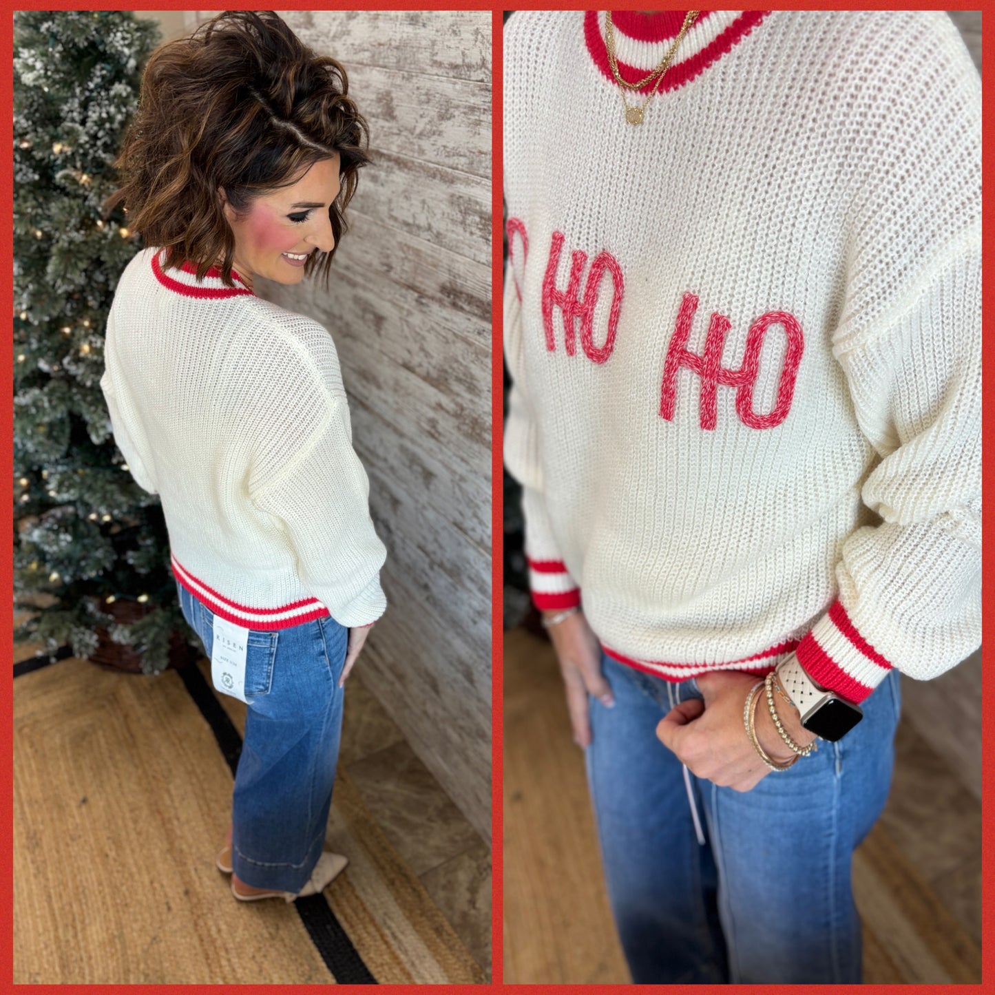 Cream Ho Ho Ho Varsity Sweater