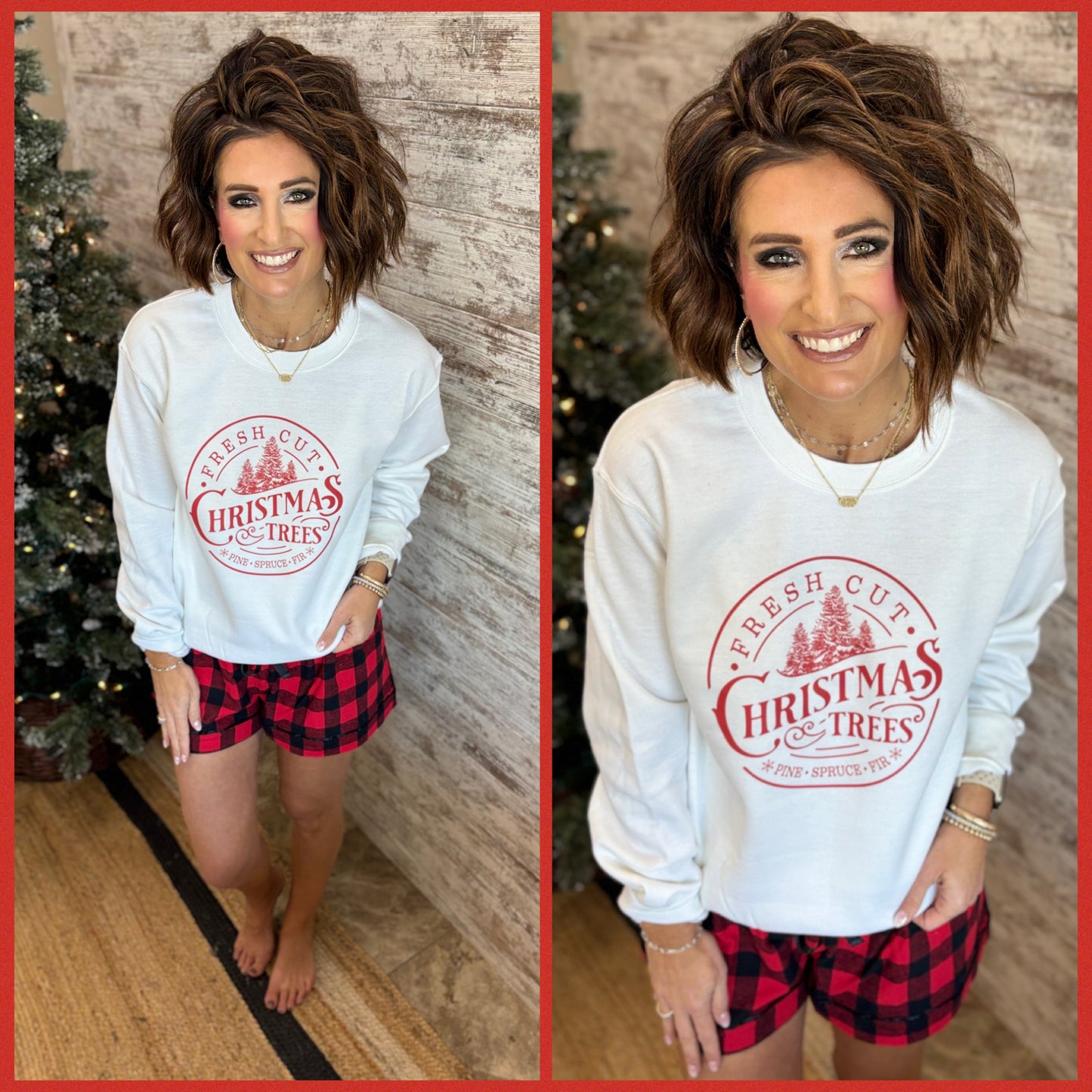 Christmas Tree White Gildan Crew **DOORBUSTER**