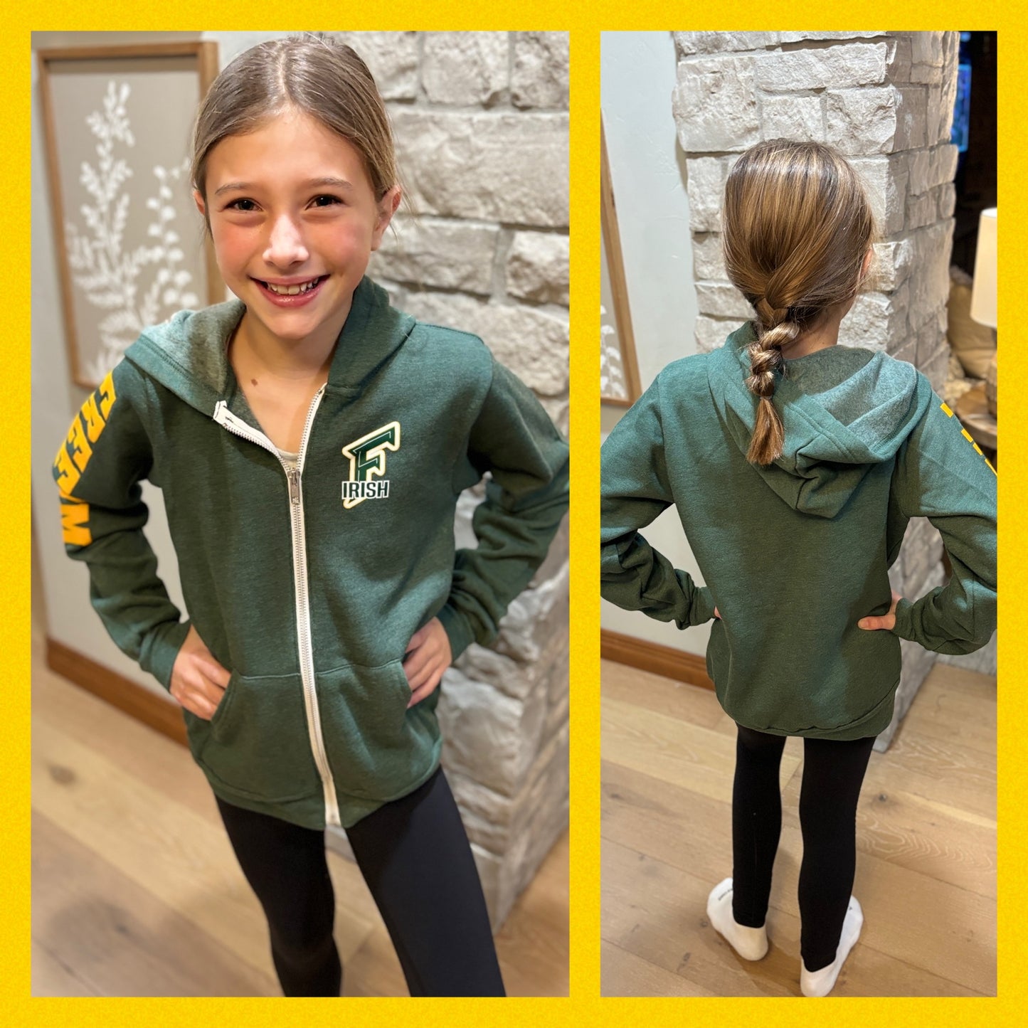 Freedom Irish Youth Bella Canvas Heather Forest Full Zip